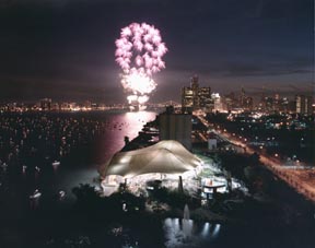 canopy of the Chene Park Performing Arts Complex