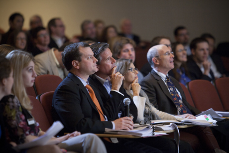 The panel of judges at the PIHE Business Plan Competition.