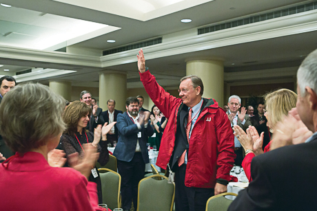 John Jaquette acknowledges audience applause