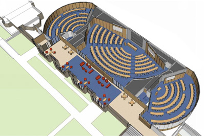 underground classroom addition view