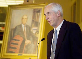 Hunter Rawlings with portrait