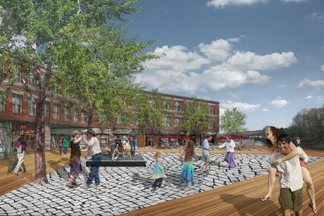 A rendering of what a new Rhineland waterfront.