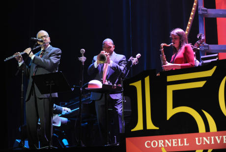 David Skorton plays flute with