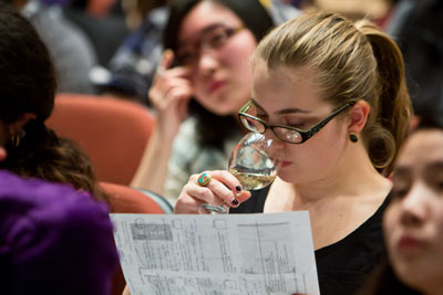 student in Introduction to Wines
