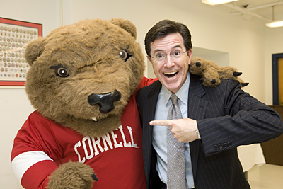 Colbert with Big Red Bear