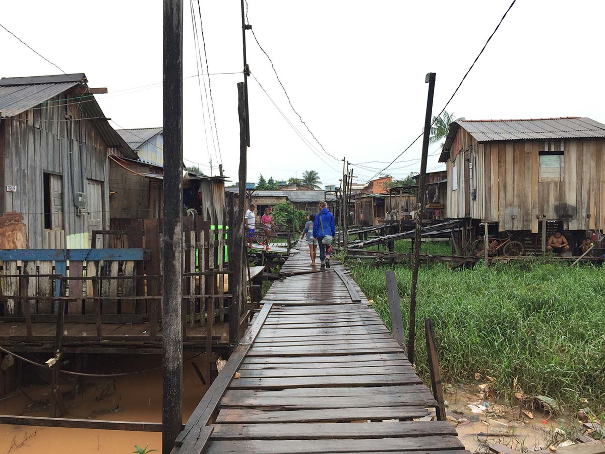 Students on Brazil dock