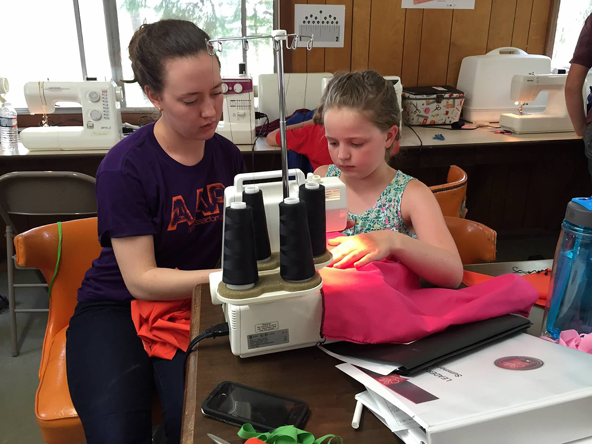 Student making skirt