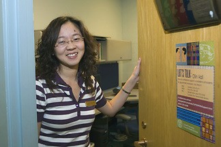 Ya-Shu Liang stands in her office in Olin Hall