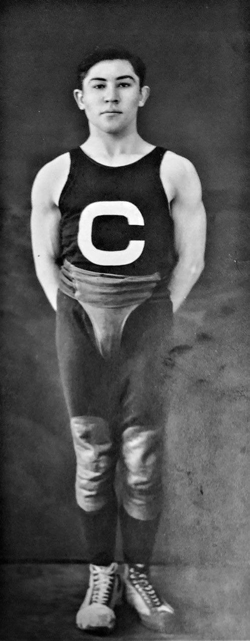 Hyman Josefson in his Cornell wrestling uniform