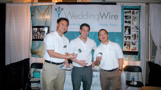 Tim Chi ’98, center, with co-founders Lee Wang ’97 and Jeff Yeh in the early days of WeddingWire.