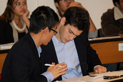 Forensics team members Ryan Yeh and Alex Bores