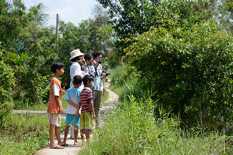 students take photographs