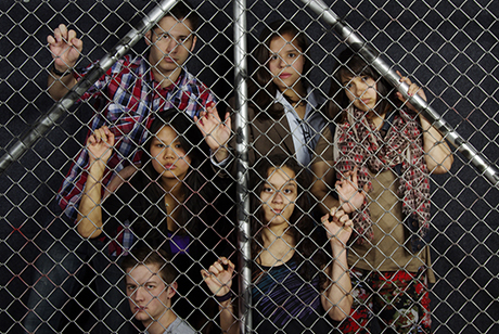 Cornell and Ithaca College students cast in "Mother of Exiles/Madre de Migrantes" at the Schwartz Center.