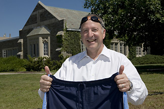 David Skorton with swim trunks