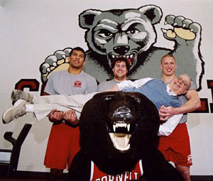 Barlow Ware with Big Red athletes