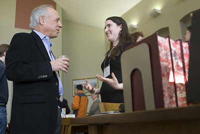 Tamar Weinstock '09 talks with Elliott Meisel '68