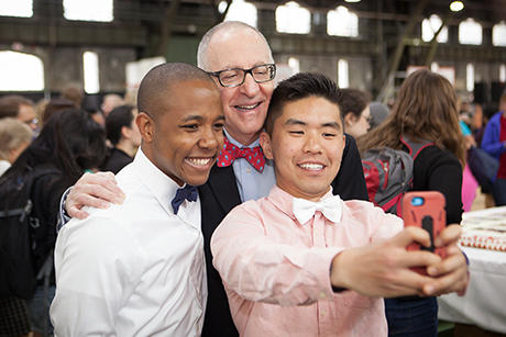 students with David Skorton