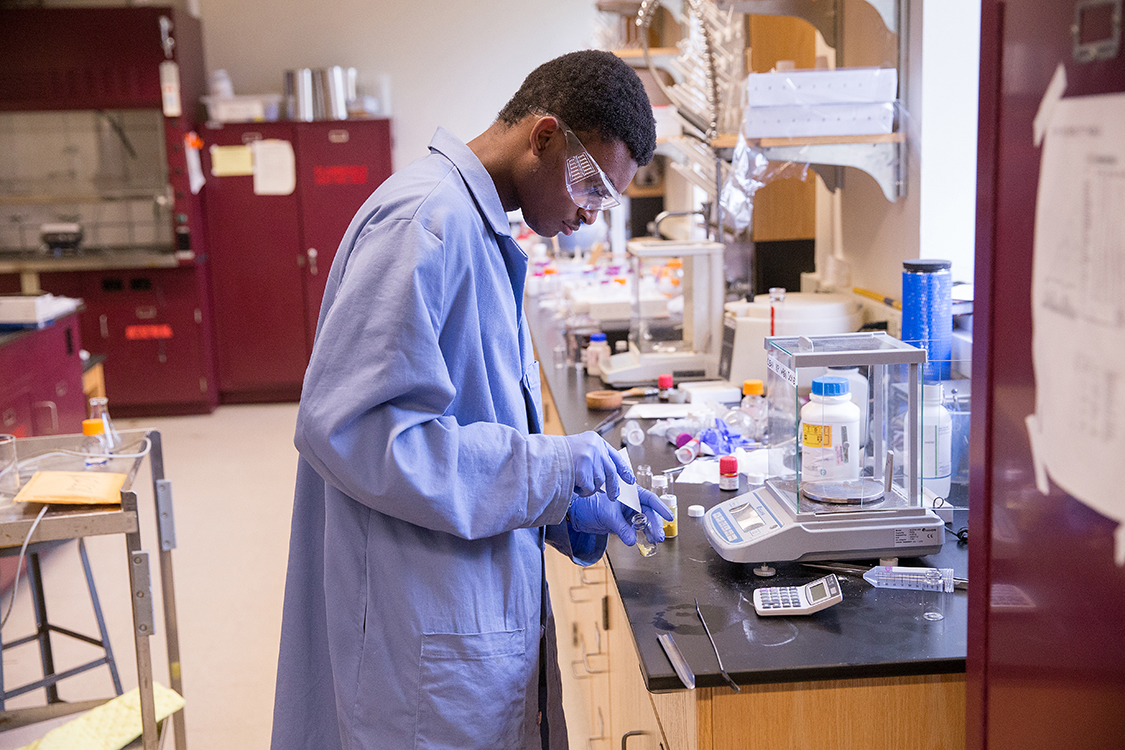 Biology scholar in lab