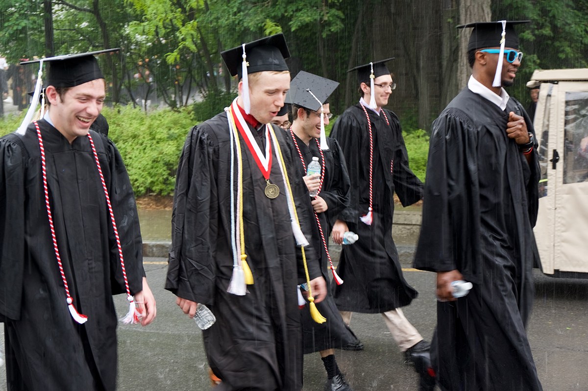 Procession in rain
