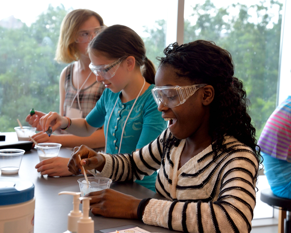 girls doing science projects