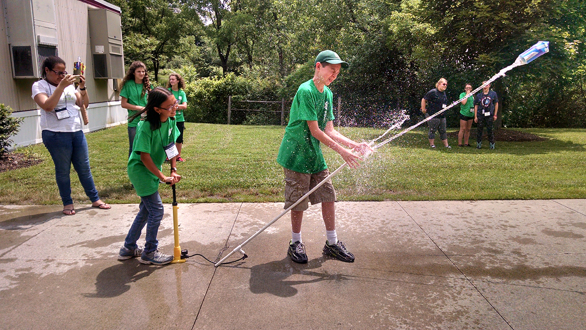 kids shooting rocket