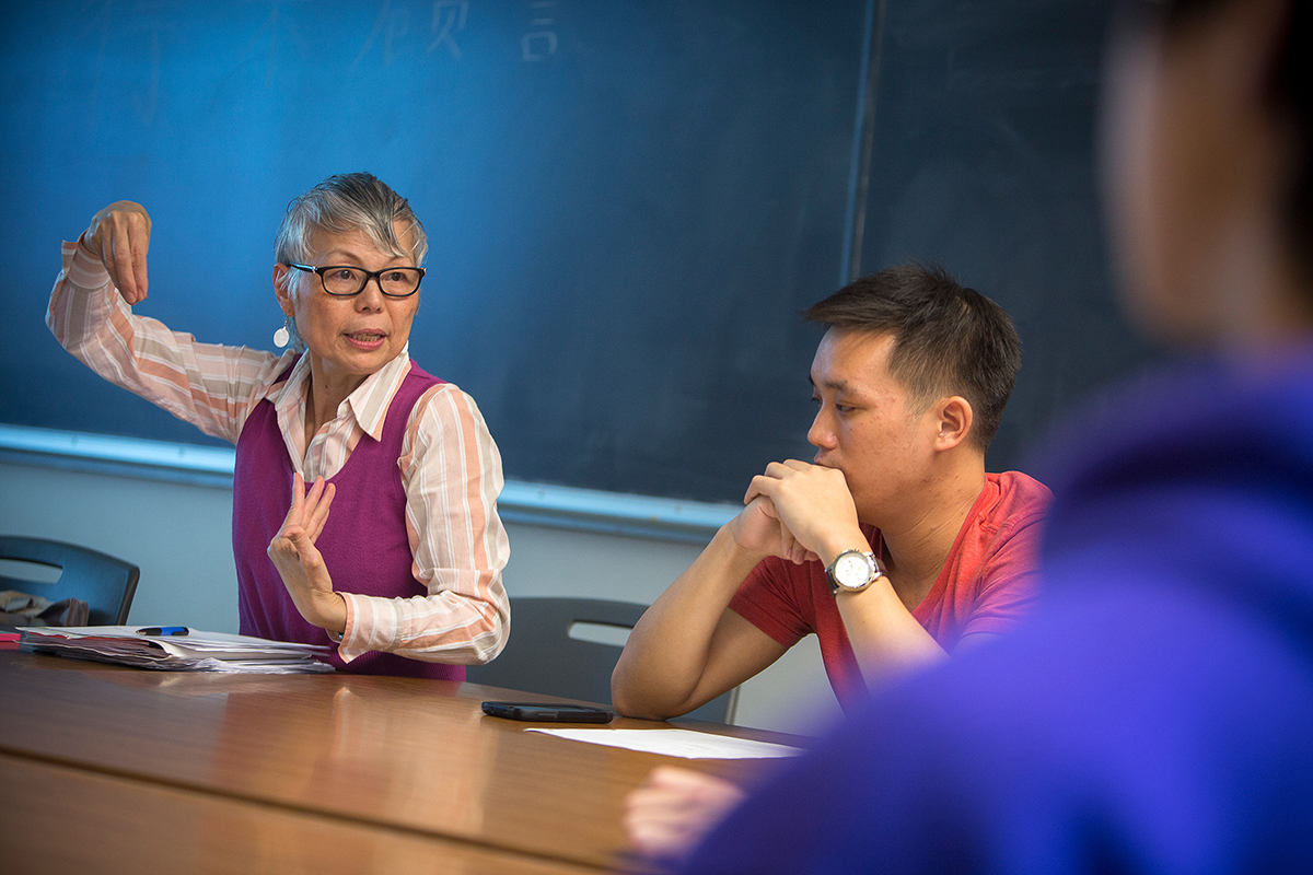 Frances Yufen Lee Mehta with student