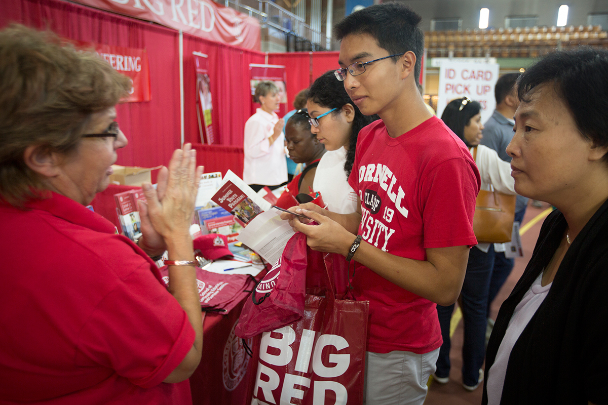 Student and mother talking in Barton