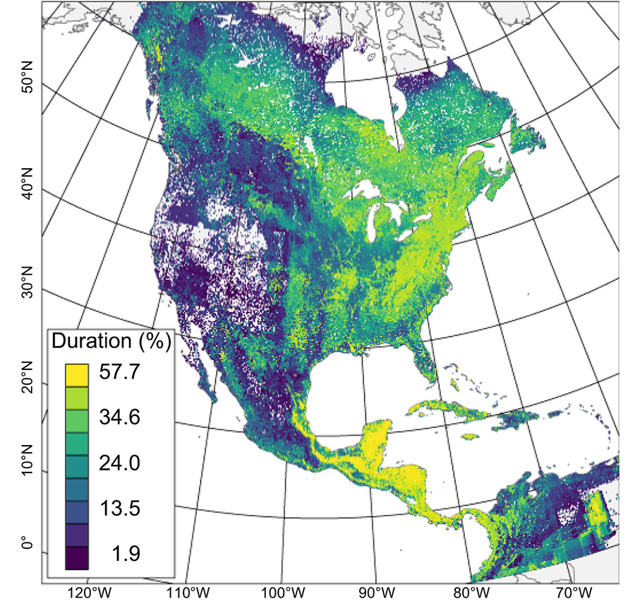 map shows 21 study species are found
