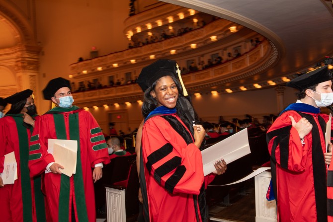 Chanel Richardson, who earned her Ph.D. in pharmacology, enjoys the moment at Carnegie Hall on May 19.